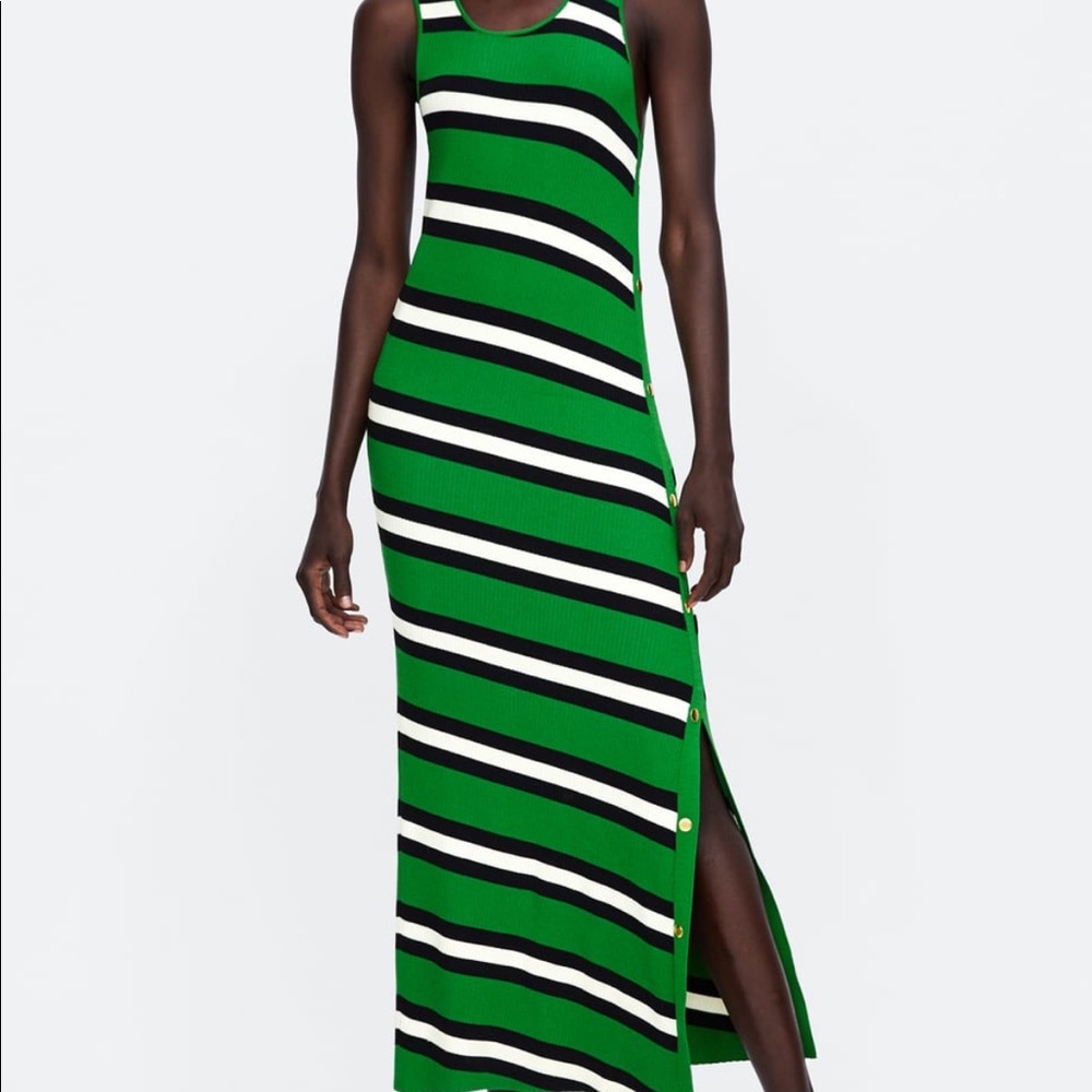 Zara green stripe dress